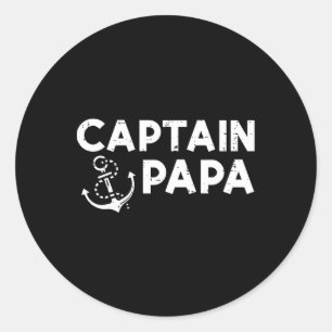 Kapitein Papa Boot Eigenaar Familie Vaders Dag Pap Ronde Sticker