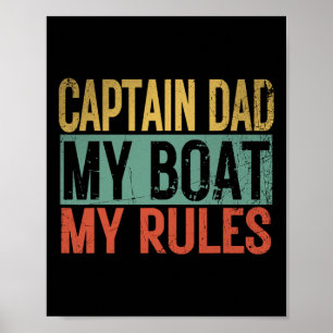 Kapitein Papa Mijn Boot Mijn Regels Grappige Retro Poster