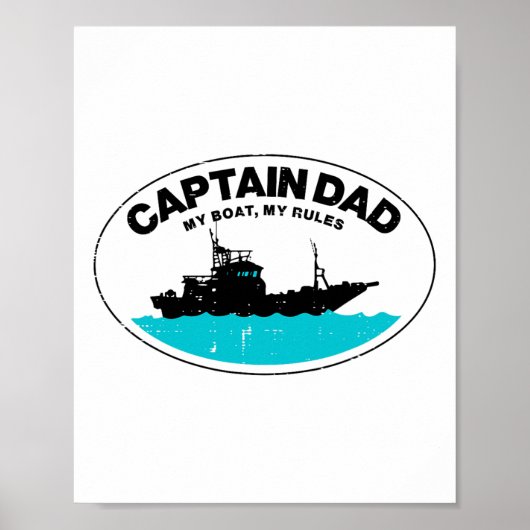 Kapitein Papa Mijn Boot Regels Grappige Eigenaar B Poster (Voorkant)
