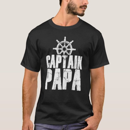 Kapitein Papa motorboot zweefboot zweefvliegtuig T-shirt (Voorkant)