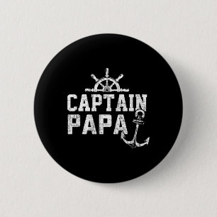Kapitein Papa Pontonboot Vissen Meer Zeilen Ronde Button 5,7 Cm