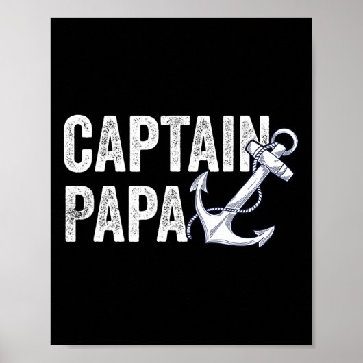 Kapitein Papa Pontoon Geschenk Meer Zeiler Visboot Poster (Voorkant)