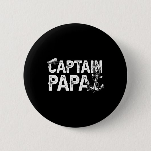 Kapitein Papa Pontoon Lake Sailor Vist Boating F Ronde Button 5,7 Cm (Voorkant)