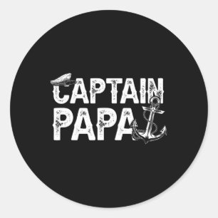 Kapitein Papa Pontoon Meer Zeiler Vissen Boot F Ronde Sticker
