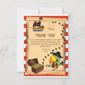 Kapitein Parrot Treasure Pirate Boy's Birthday Bedankkaart (Voorkant)