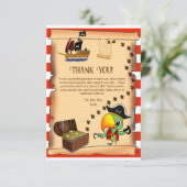Kapitein Parrot Treasure Pirate Boy's Birthday Bedankkaart (Staand voorkant)