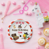 Kapitein Parrot Treasure Pirate Boy's Birthday Papieren Bordje (Feest)