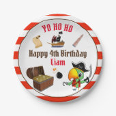 Kapitein Parrot Treasure Pirate Boy's Birthday Papieren Bordje (Voorkant)