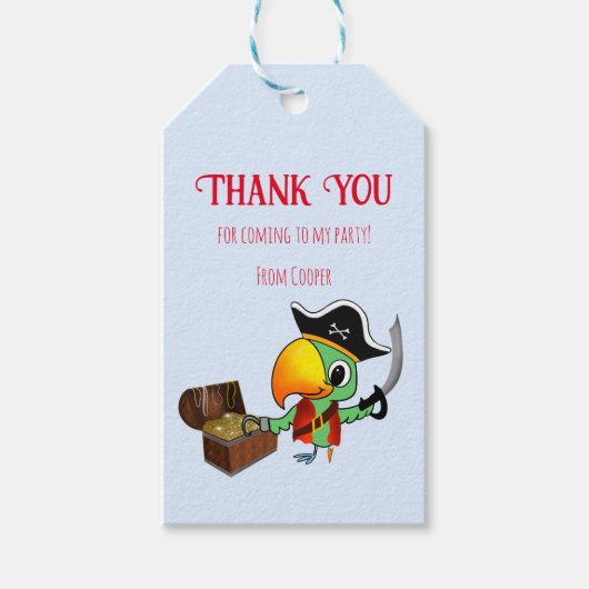 Kapitein Parrot Treasure Pirate Dank u Cadeaulabel (Voorkant)