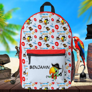 Kapitein Parrot Treasure Pirate Gepersonaliseerd Bedrukte Rugzak