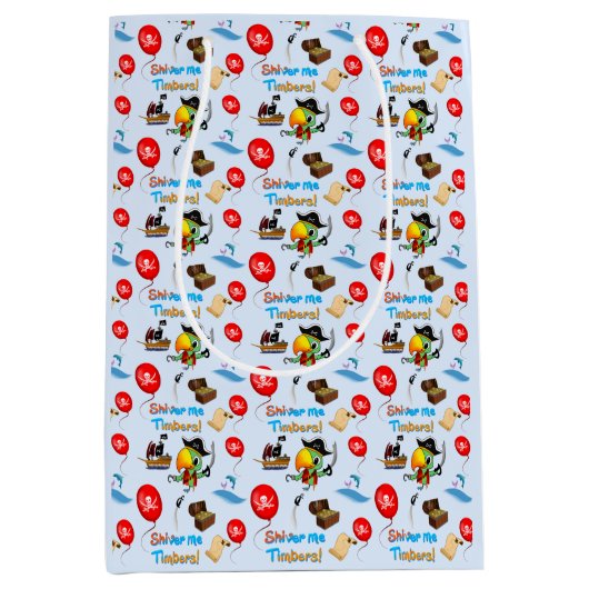 Kapitein Parrot Treasure Pirate Medium Cadeauzakje (Voorkant)