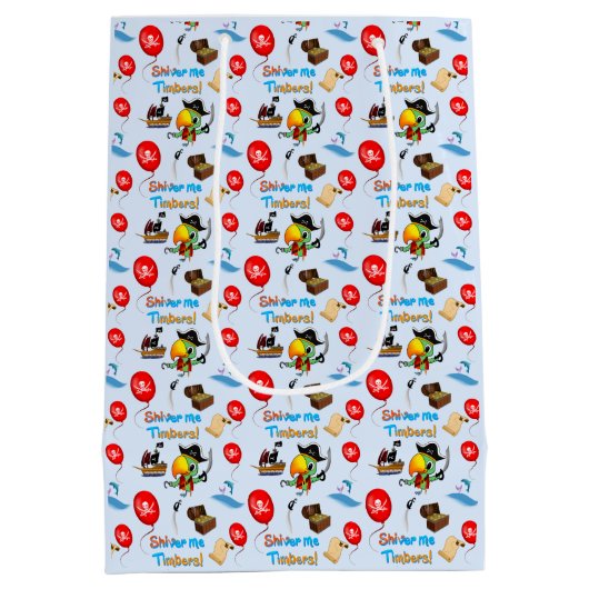 Kapitein Parrot Treasure Pirate Medium Cadeauzakje (Achterkant)