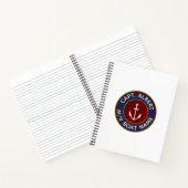 Kapitein Personalized Maroon Anchor Logo Notitiebo Notitieboek (Binnen)