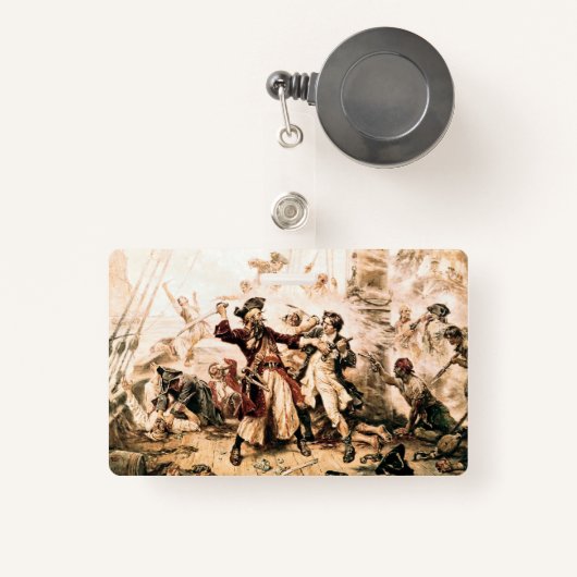 Kapitein, Pirate Blackbeard, Queen Anne's Revenge Badge (Voorkant met intrekbare)