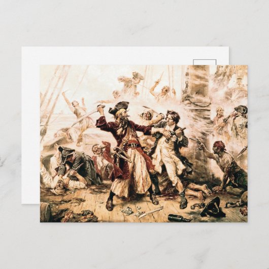 Kapitein, Pirate Blackbeard, Queen Anne's Revenge Briefkaart (Voorkant / Achterkant)