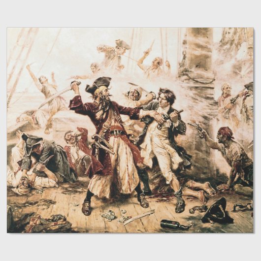 Kapitein, Pirate Blackbeard, Queen Anne's Revenge Cadeaupapier (Vlak)
