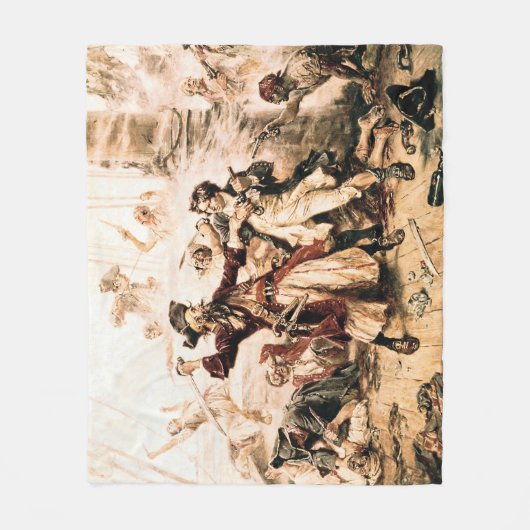 Kapitein, Pirate Blackbeard, Queen Anne's Revenge Fleece Deken (Voorkant)