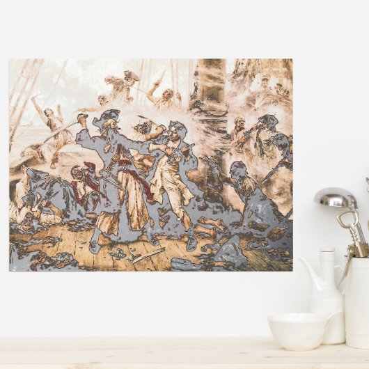 Kapitein, Pirate Blackbeard, Queen Anne's Revenge Folie Afdrukken (Insitu (Keuken))