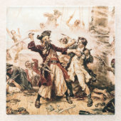 Kapitein, Pirate Blackbeard, Queen Anne's Revenge Glazen Onderzetter (Voorkant)
