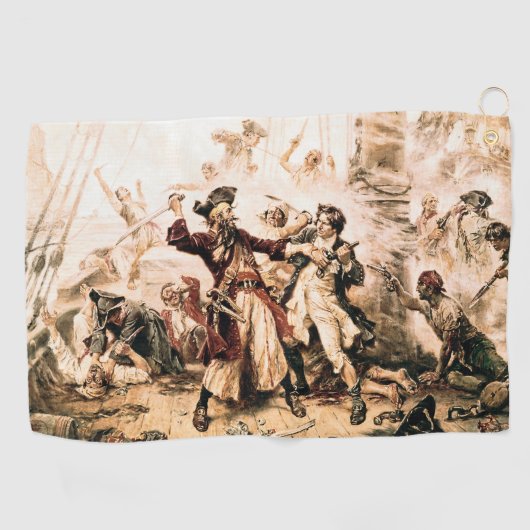 Kapitein, Pirate Blackbeard, Queen Anne's Revenge Golfhanddoek (Horizontaal)