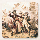 Kapitein, Pirate Blackbeard, Queen Anne's Revenge Kartonnen Onderzetters (Voorkant)