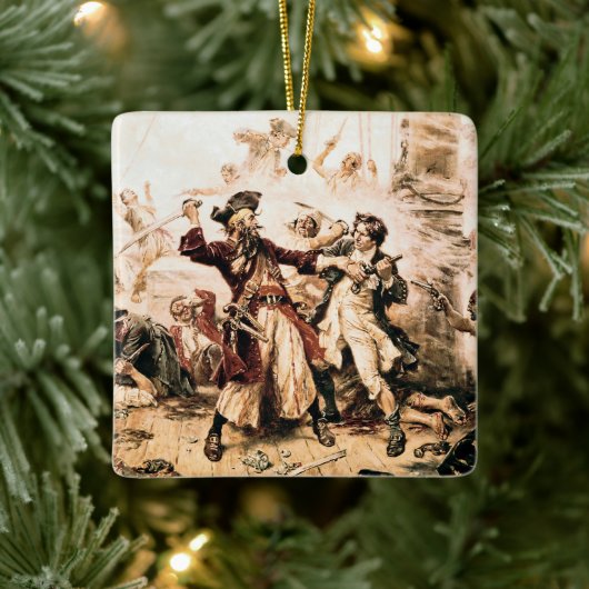 Kapitein, Pirate Blackbeard, Queen Anne's Revenge Keramisch Ornament (Boom)