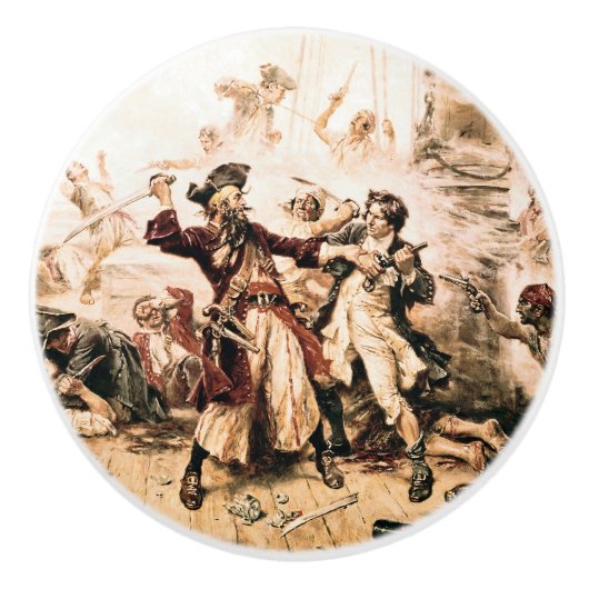 Kapitein, Pirate Blackbeard, Queen Anne's Revenge Keramische Knop (Voorkant)