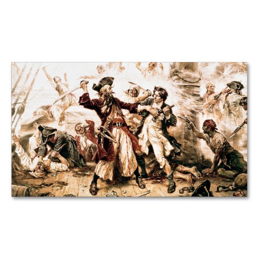 Kapitein, Pirate Blackbeard, Queen Anne's Revenge Magnetisch Visitekaartje (Voorkant)