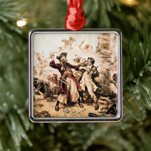 Kapitein, Pirate Blackbeard, Queen Anne's Revenge Metalen Ornament (Boom)