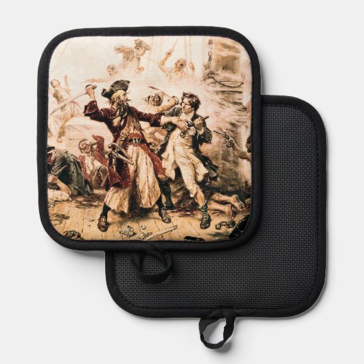 Kapitein, Pirate Blackbeard, Queen Anne's Revenge Pannenlap (Voorkant / Achterkant)