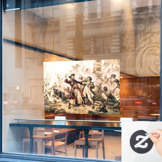 Kapitein, Pirate Blackbeard, Queen Anne's Revenge Raamsticker (Cafe Raam)