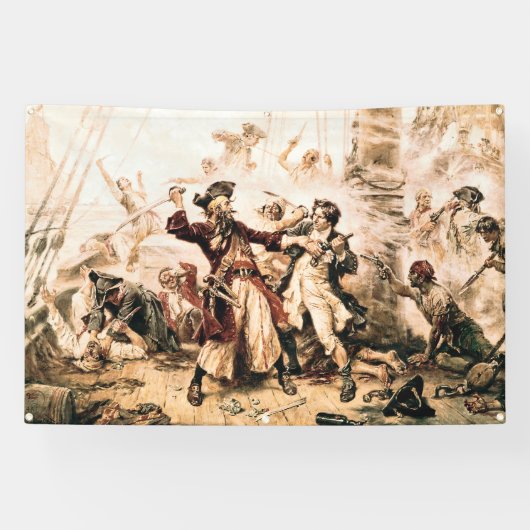Kapitein, Pirate Blackbeard, Queen Anne's Revenge Spandoek (Horizontaal)