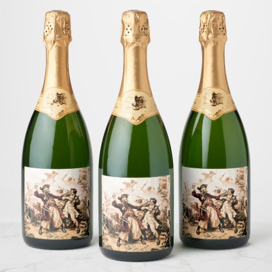 Kapitein, Pirate Blackbeard, Queen Anne's Revenge Sparkling Wijnetiket (Flessen)