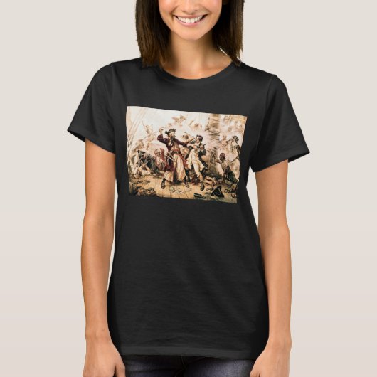 Kapitein, Pirate Blackbeard, Queen Anne's Revenge T-shirt (Voorkant)