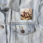 Kapitein, Pirate Blackbeard, Queen Anne's Revenge Vierkante Button 5,1 Cm (In situ)