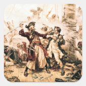 Kapitein, Pirate Blackbeard, Queen Anne's Revenge Vierkante Sticker (Voorkant)