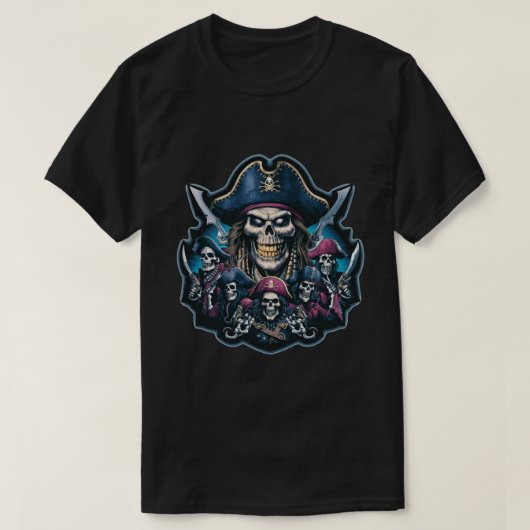 Kapitein Pirate en zijn bemanning T-shirt (Design voorkant)
