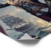 Kapitein Pirate kat op een zinkende galjoen - Poster (Hoek)