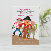 Kapitein Pirate met partners op een feestje Kaart (Staand voorkant)