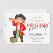 Kapitein pirate party boy verjaardaguitnodiging aankondiging (Voorkant)