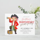Kapitein pirate party boy verjaardaguitnodiging aankondiging (Staand voorkant)