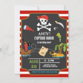 Kapitein Pirate Skull Boy Birthday Party Kaart (Voorkant)