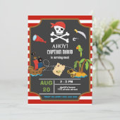 Kapitein Pirate Skull Boy Birthday Party Kaart (Staand voorkant)
