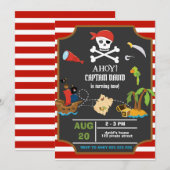 Kapitein Pirate Skull Boy Birthday Party Kaart (Voorkant / Achterkant)