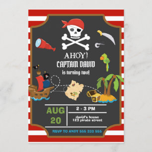 Kapitein Pirate Skull Boy Birthday Party Kaart