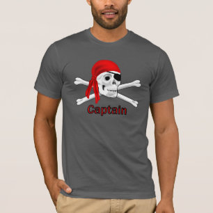 Kapitein Pirate Skull en Botten Mannen T-shirt