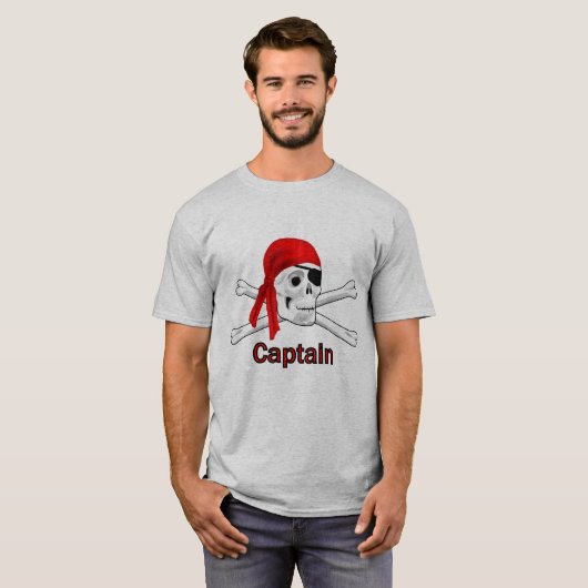 Kapitein Pirate Skull en Crossbones Mannen BG T-shirt (Voorkant volledig)