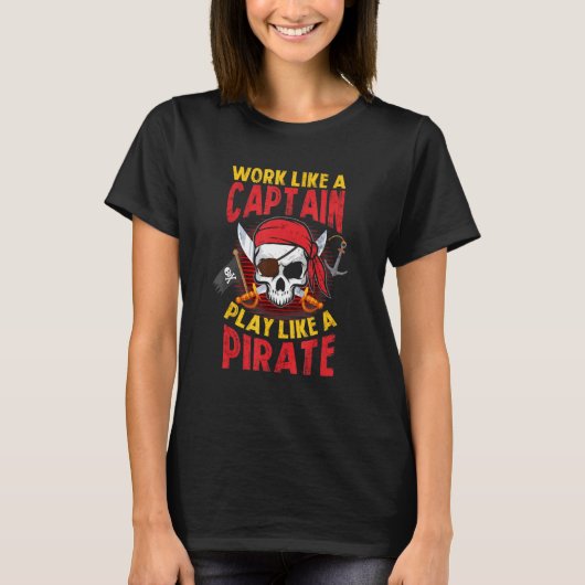 Kapitein Pirates Booty Pirate Ship Pira T-shirt (Voorkant)