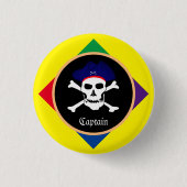 Kapitein & Pirates-vlag - Schaaleiland/partij Ronde Button 3,2 Cm (Voorkant)