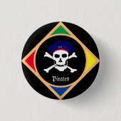 Kapitein & Pirates-vlag - Schaaleiland/partij Ronde Button 3,2 Cm (Voorkant)